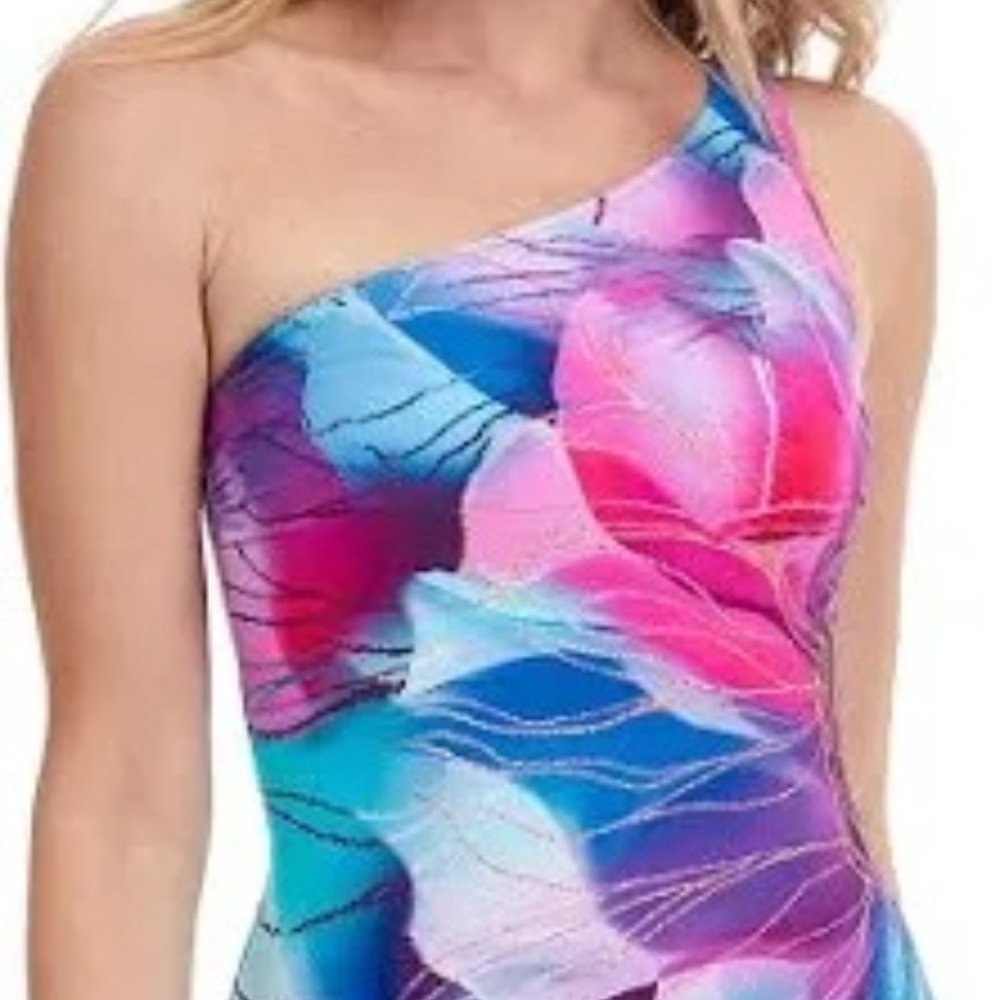 Gottex NEW Women's Golden Blossom One Shoulder Swimsuit Size 6 148$ - Picture 4 of 7